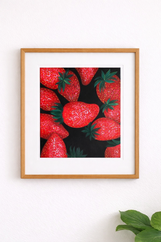 Midnight Strawberries Print